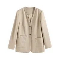10112秋季常规款女士几何艺术粘纤西装西服小香风上衣10223