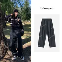 M.SHANGMEI.Z/沐熙【显瘦肌理裤 】美大哥印花直筒牛仔裤X082898
