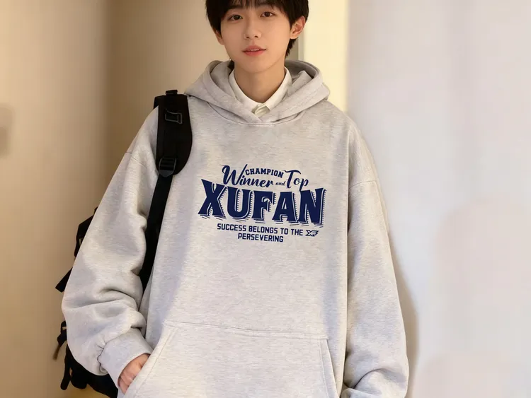 纯棉100%连帽款秋冬印花防风卫衣休闲宽松百搭慵懒ins套头秋季