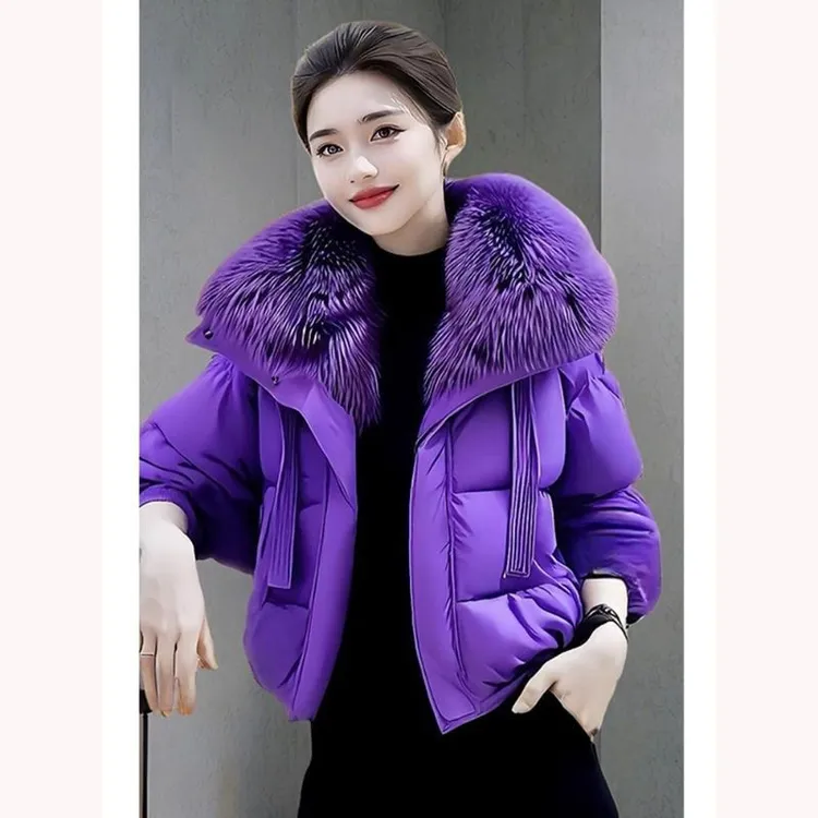 高级感加厚毛领棉服女冬季2025新款慵懒风保暖宽松面包服棉衣外套