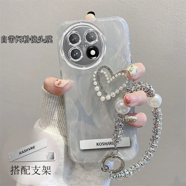 带镜头膜一加Ace2手机壳全包PHK110软壳羽纱珍珠爱心OnePlusAce2