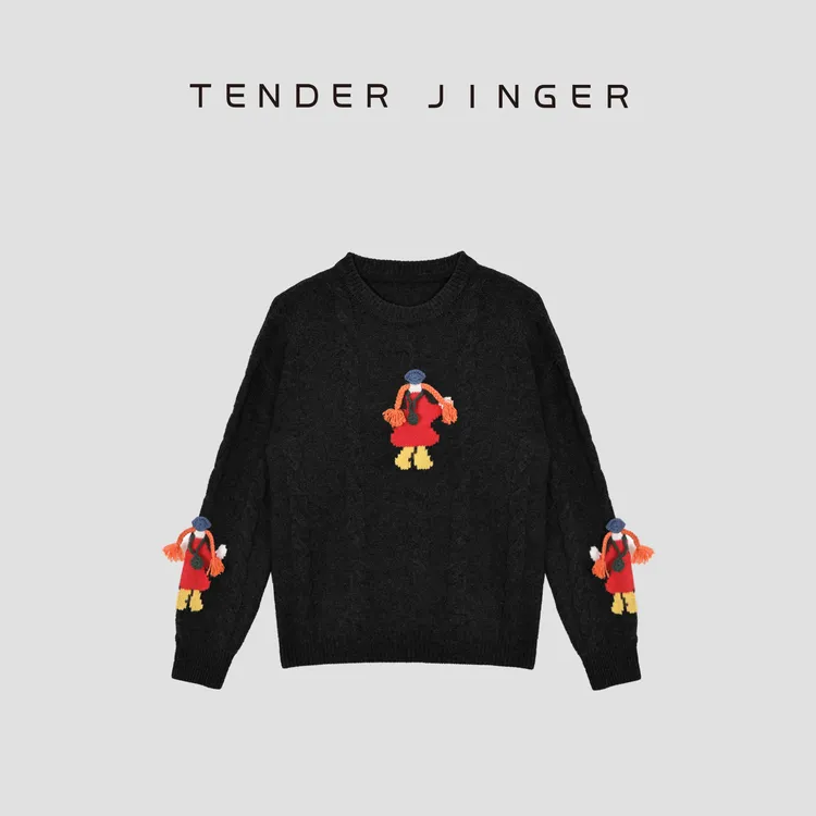 Tender Jinger ｜线下专供绞花手工编织套头羊毛针织衫T54MII50261