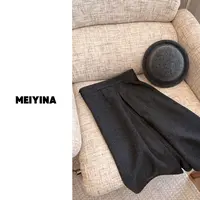 MEIYINA定制 巨显瘦 后腰松紧软糯糯前压褶半裙