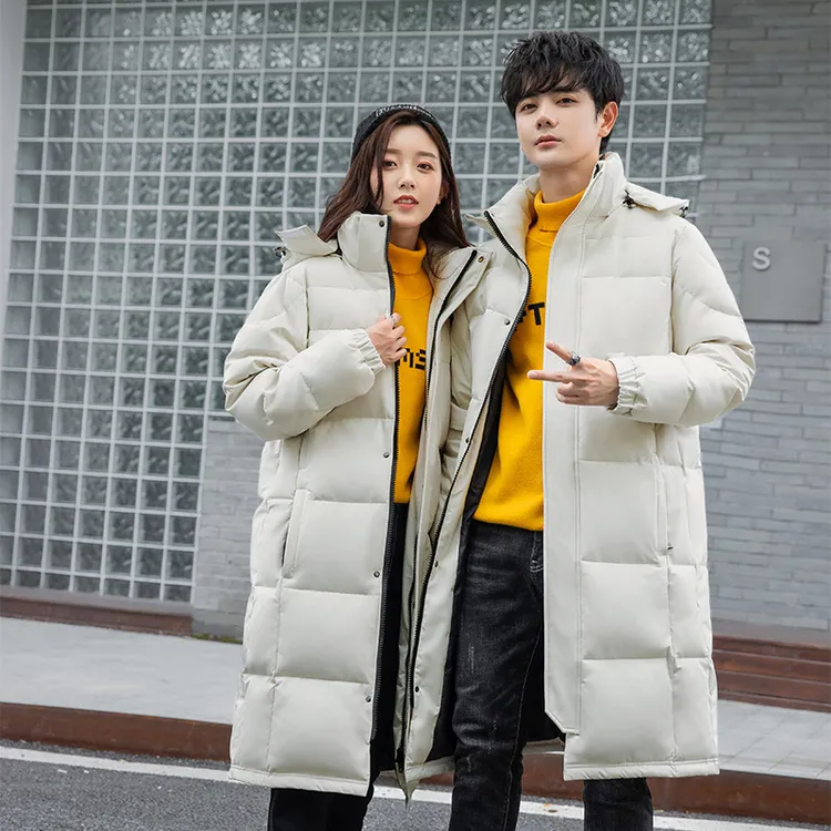 中戏校服新款过膝长款羽绒服2025男女情侣冬季白鸭绒加厚韩版校服