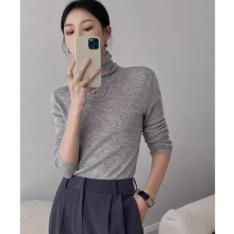 羊毛衫女长袖网红上衣百搭时尚打底衫宽松气质针织衫洋气内搭毛衣