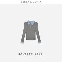 D0146 硬货哥女士假两件撞色polo领经典复古正肩打底上衣 女装