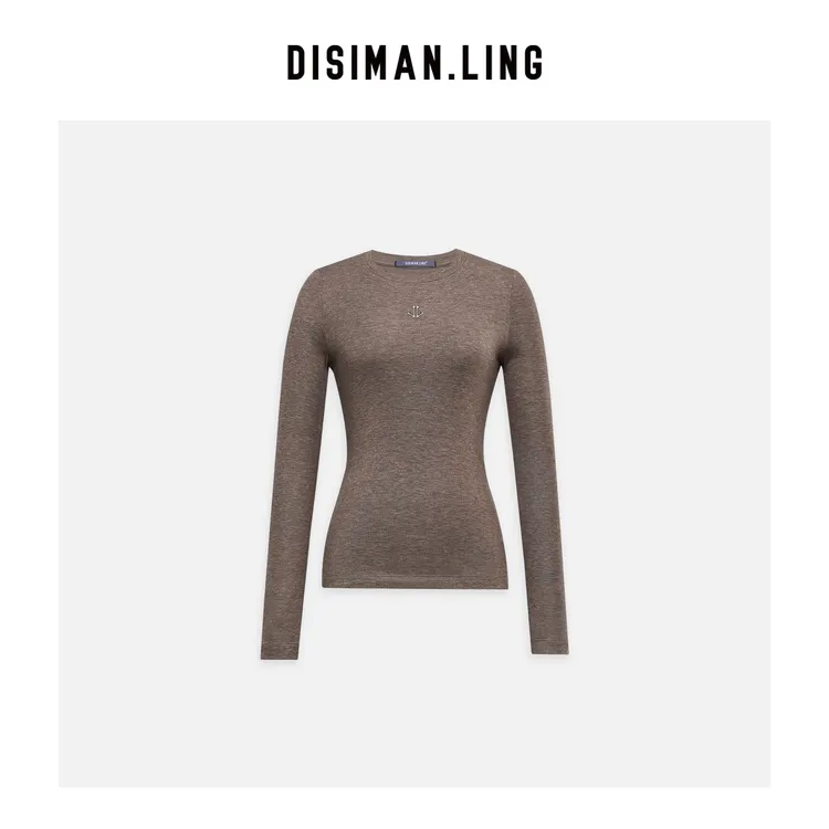 【迪丝嫚苓】莱赛尔桑蚕丝咖色上衣修身气质小众优雅原创风设计打底