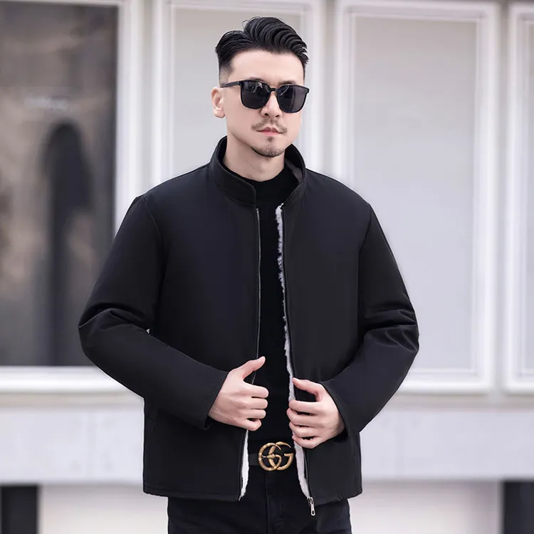 纯羊皮棉袄羊皮毛一体内胆羊皮大衣中老年棉服【内胆可拆卸】