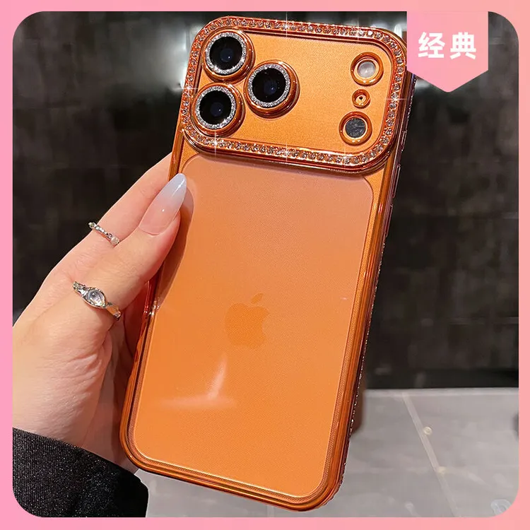 适用于苹果17promax手机壳水钻边框闪粉镜头膜奢华网红女高级防摔