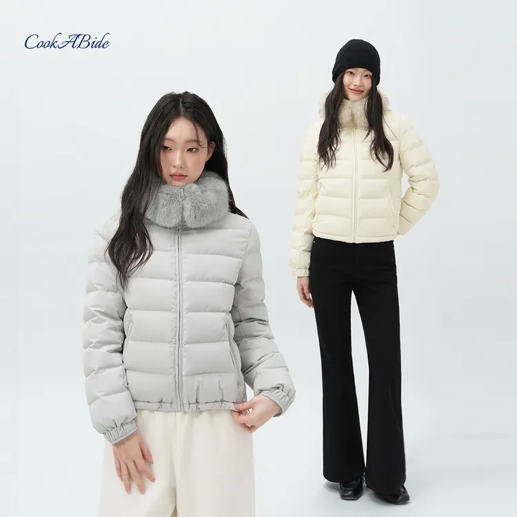 CookABide 毛领短款显瘦修身羽绒服