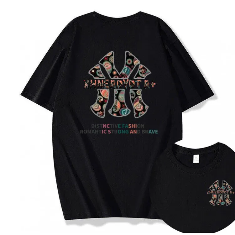 【买一送一】潮牌新款纯棉男女士t恤夏季印花短袖潮流轻奢痞帅男装