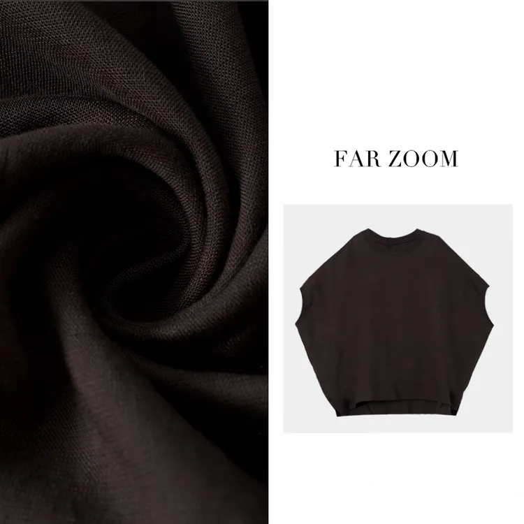 FAR ZOOM 莱赛尔亚麻混纺蝙蝠袖宽松T恤