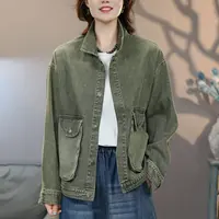 8935绿#2025秋季新款设计感水洗重工时尚牛仔外套上衣