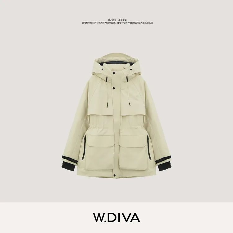 W.Diva【取暖】秋冬户外休闲百变连帽长袖羽绒服慵懒4C3040201