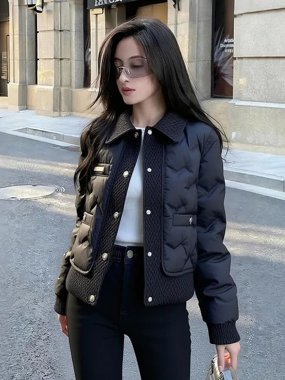 黑色外套2025新款秋冬高端时髦洋气小香风气质设计感夹棉加厚上衣