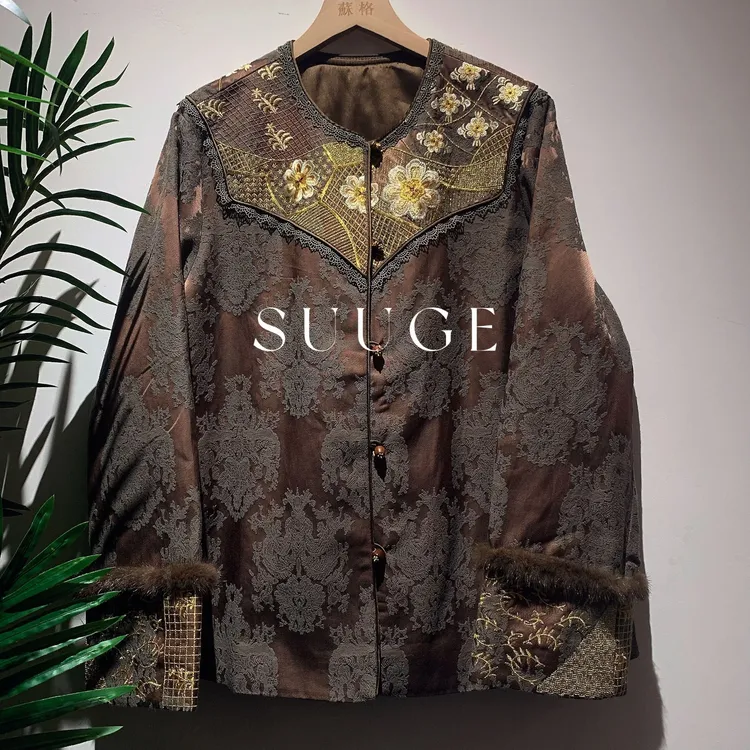 蘇格高定-【清风套装】国风时尚刺绣夹棉新中式套装+短裙