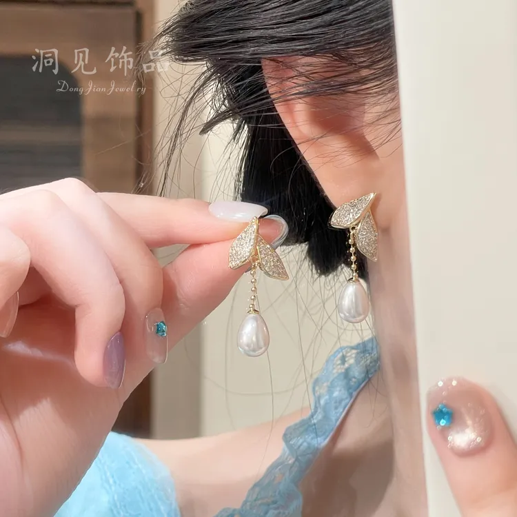 铜合金耳饰  【霜华珠忆】耳饰流苏超仙法式设计感轻奢少女ES517