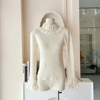 LHTE青青大码女装 秋冬法式珍珠高领秋冬保暖内搭白色C6368