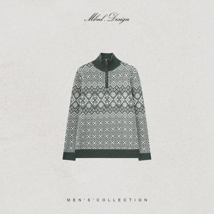 MBNL-F「L.P 圣诞提花」秦磊男装630g羊绒羊毛定织毛衣LL-WSY1246