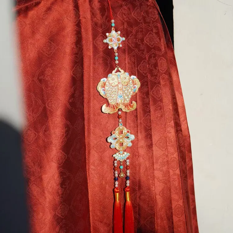 云深雾浅 双鱼纳吉 文物二创款双面绣花汉服禁步古风香囊挂饰挂件