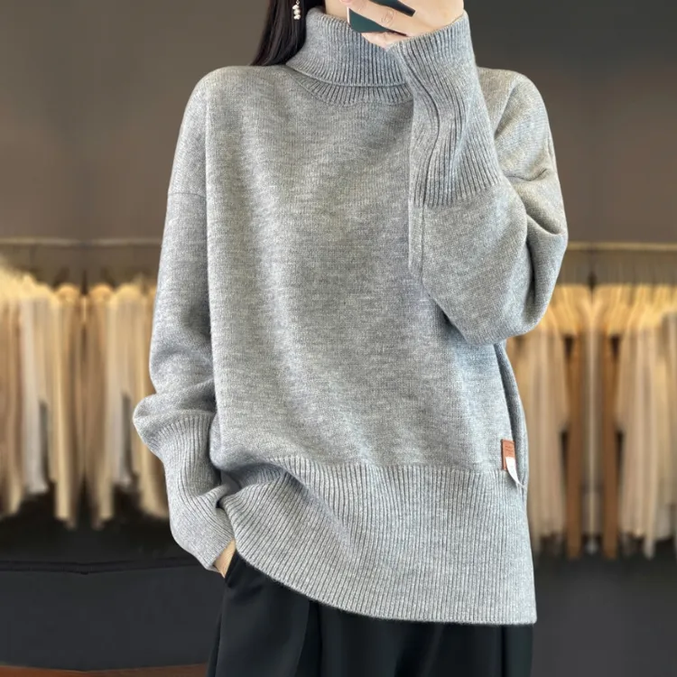 胖mm秋冬大码高领毛衣女2025新款遮肚子内搭可外穿针织打底羊毛衫