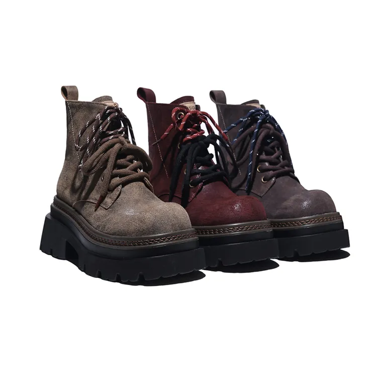 【公主】厚底内增高13CM筒高12CM真皮女士马丁靴短靴百搭LX50906