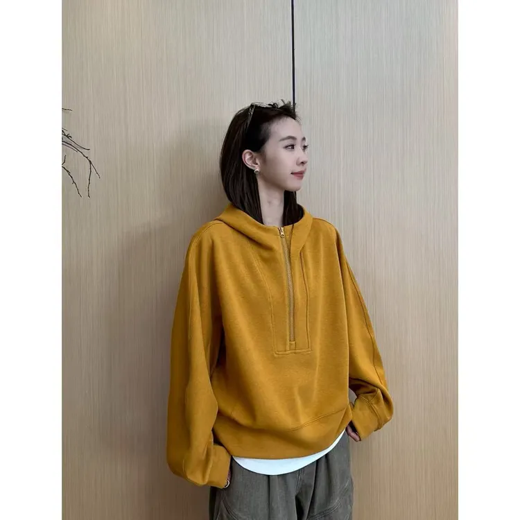 小静静一会【南瓜黄连帽卫衣】2025秋季新款宽松女士卫衣 2509C5752
