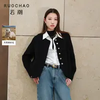 【100绵羊毛】若潮大码女装2025冬季短款双面呢大衣外套胖MM