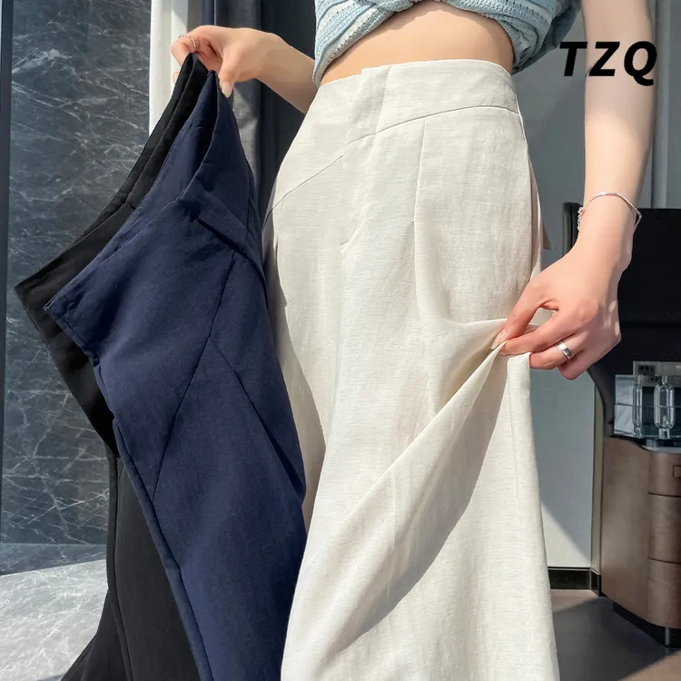 白色阔腿裤女秋厚款山本裤高腰显瘦宽松垂感休闲拖地裤TZQ2551441