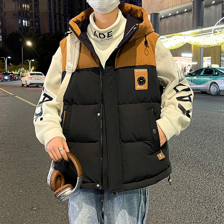 马甲男款冬季新款学院风防寒棉服百搭坎肩加厚外套青少年棉衣男装