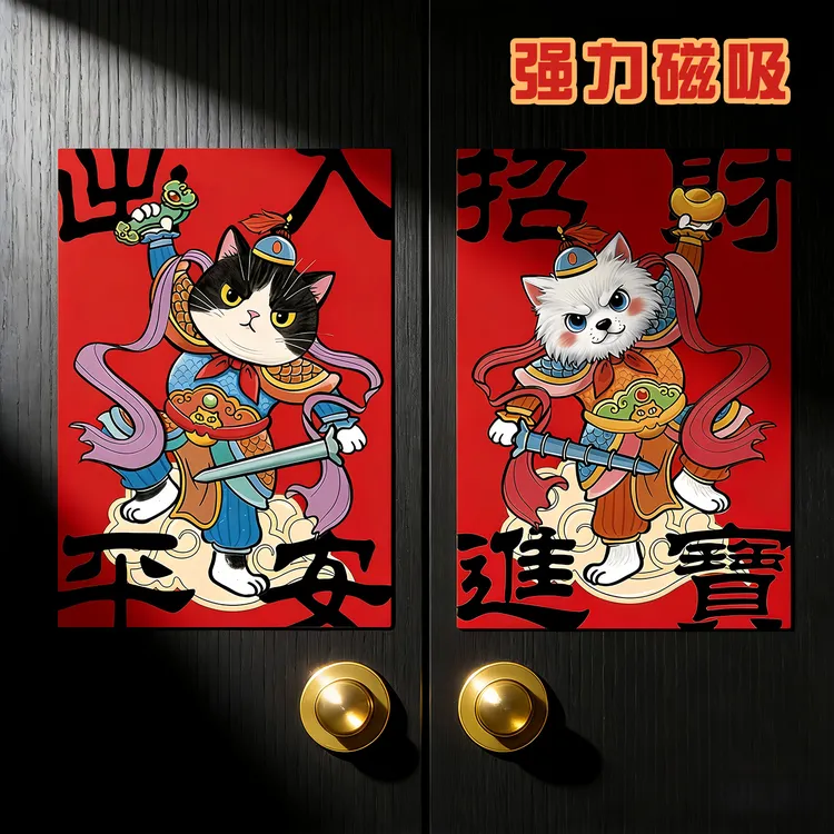 家用入户门磁吸门牌贴新款门神贴出入平安招财进宝乔迁新家春节喜