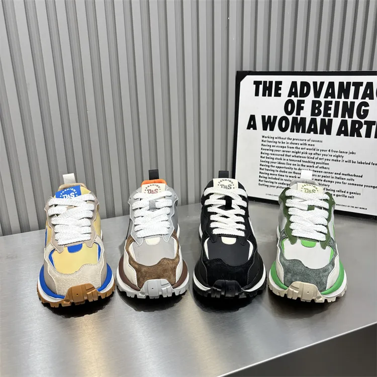 【皮鞋码】2025春季新款皮布拼接撞色百搭轻便男士时尚休闲潮鞋舒适