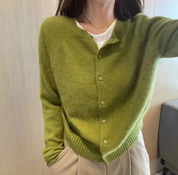 甄选100%纯羊毛长袖打底衫 百搭简约圆领女士毛针织衫 时尚羊毛衫