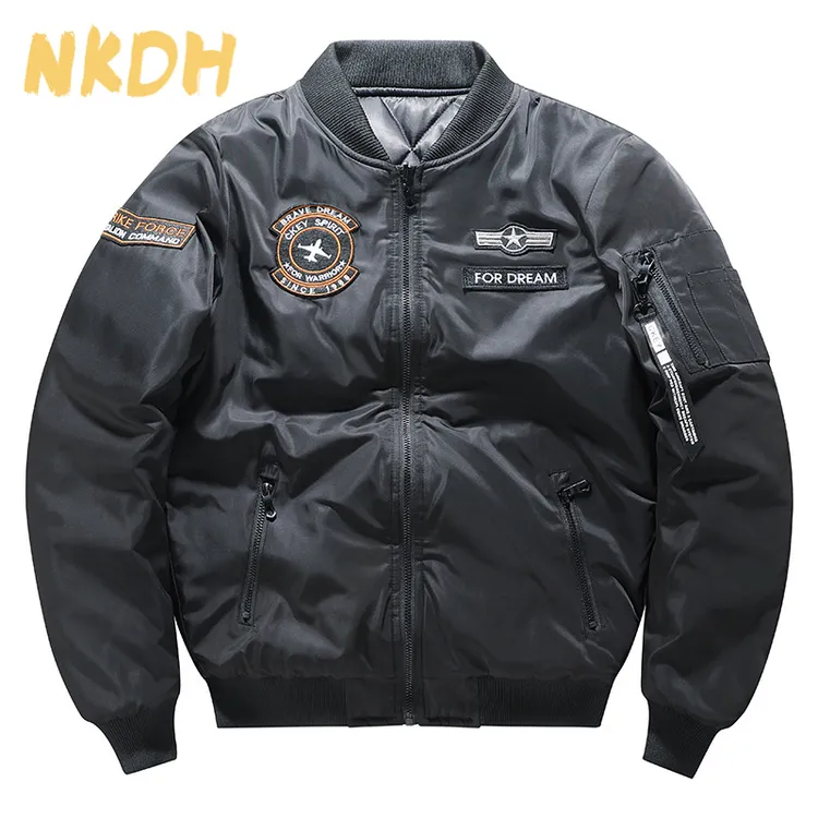 NKDH秋冬新款男士立领两面穿飞行服棉衣飞行员夹克加厚大码