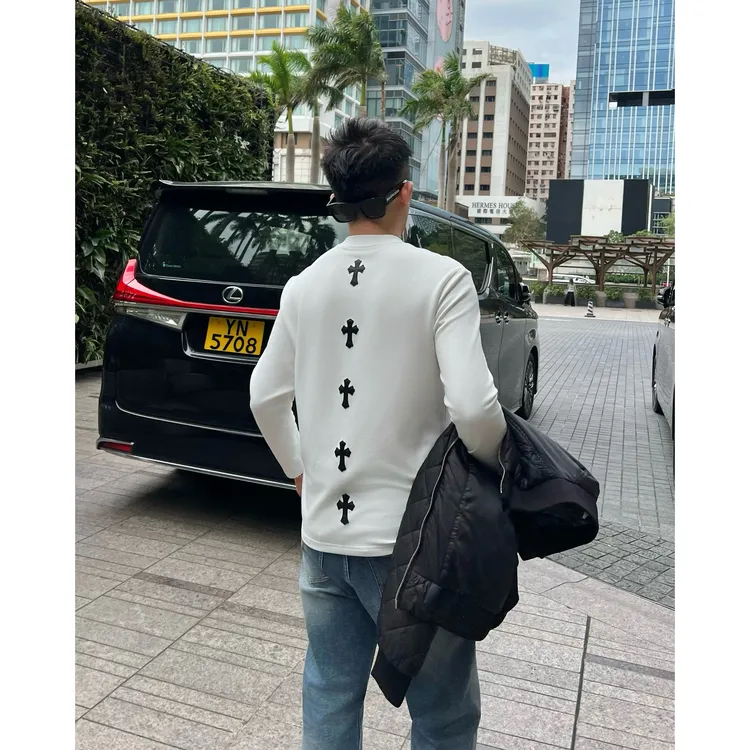 【十字缝皮】CH秋冬莫代尔弹力舒适330克手缝打底长袖T恤打底衫痞帅