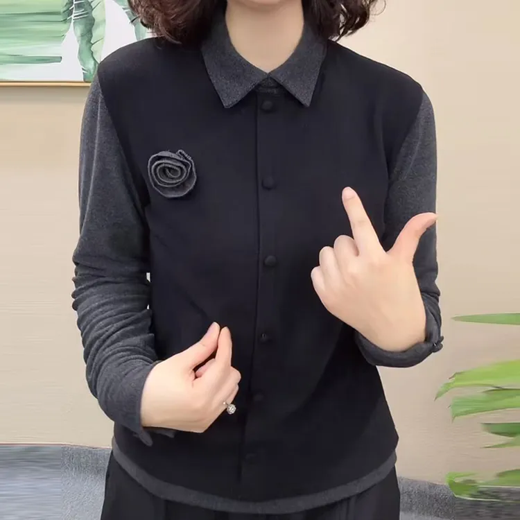 时尚减龄双面澳绒小衫秋冬新款洋气妈妈装打底衫百搭遮肉显瘦长袖