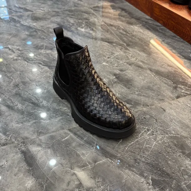 纯皮编织马丁靴棉鞋货号1388-51