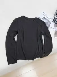 【女王洛克】韩版简约休闲笑脸刺绣长袖上衣秋季新款打底衫LK82552