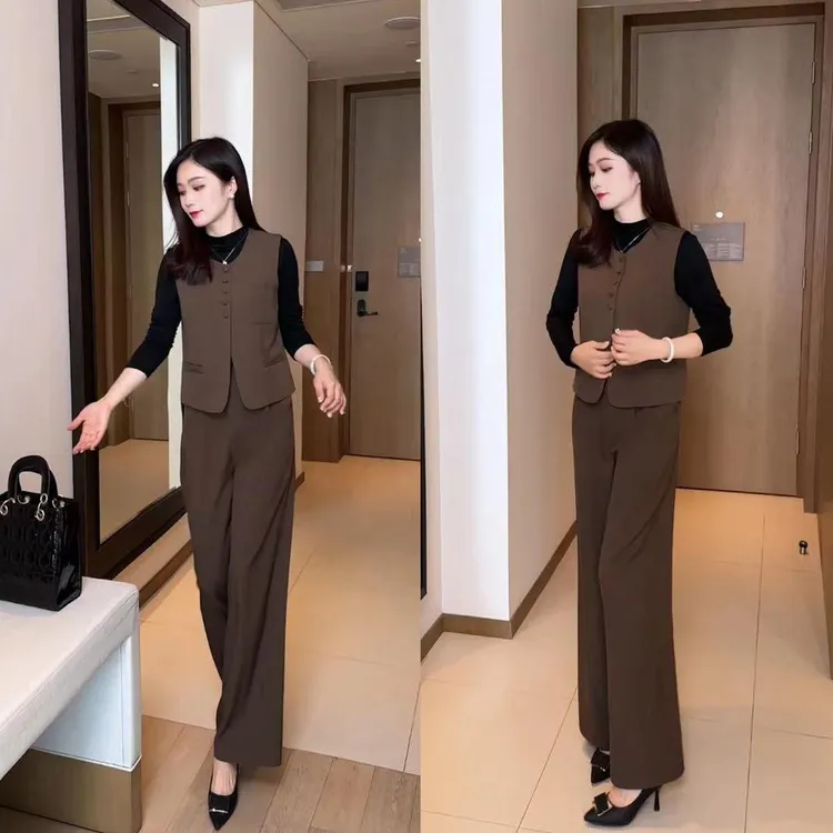 2025春秋季新款马甲三件套显瘦气质洋气女神范时尚休闲减龄女套装