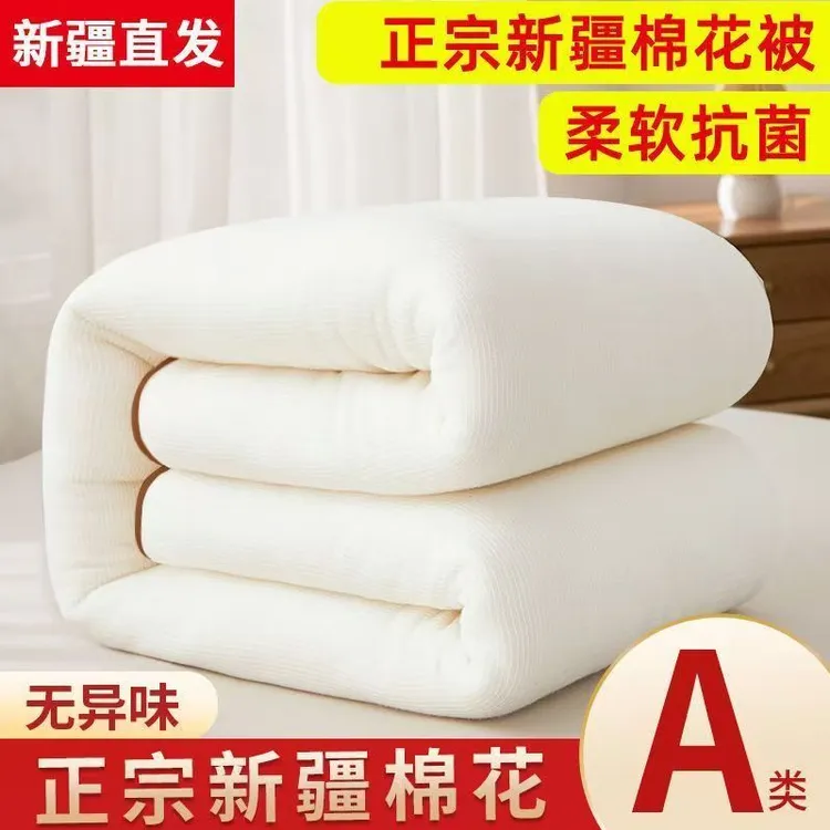 新疆直发纯棉花被同款加密方格网纱床褥子盖垫被芯透气加厚学生
