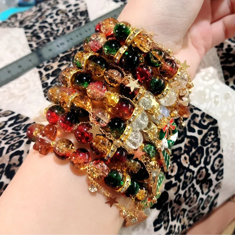 圣诞款印象琉璃diy手串