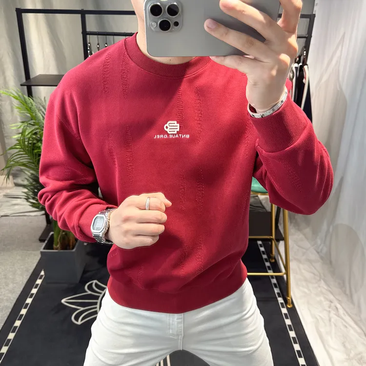 欧洲站2025秋季个性高端破洞卫衣男时尚宽松字母刺绣套头上衣男款