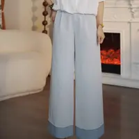 K158春秋时尚直筒卷边阔腿裤SS7