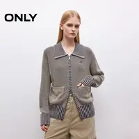 ONLY2025秋季新款做旧复古翻领宽松舒适开衫针织衫女|12533B004