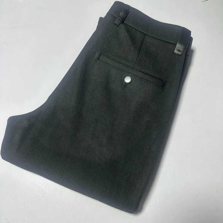 秋冬新款色织面料彩丝暗条纹男士直筒商务休闲裤加绒保暖时尚百搭