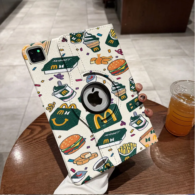 印刷绿色M记适用iPad9/8/7代10.2Air11英寸2022iPad10360旋转壳