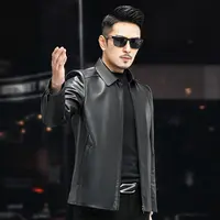 VBA 5590QC YZX男士头层牛皮翻领单装春秋海宁真皮皮衣短款皮夹克