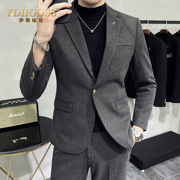YDIIGOSS男士毛呢西装外套冬季2025新款男装商务正装结婚春秋休闲