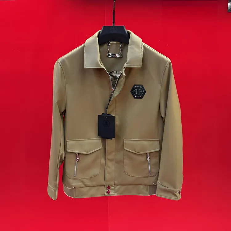 FLD定制25秋季新款秋时尚休闲潮流修身棕色高级百搭翻领男士皮衣