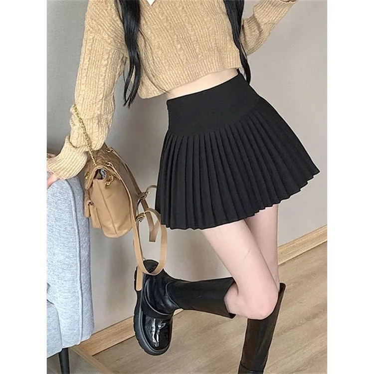 2026現貨新款高腰百褶裙A字防走光打底半身裙内衬短裙学院风a字裙